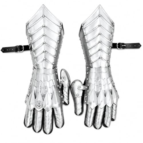 Nazgul Fantasy Stahlhandschuhe | Lord Ringwraiths Silber-Finish Mittelalterliche Kreuzritter Rüstung Handschuhe | Authentica Replik für Cosplay & Halloween