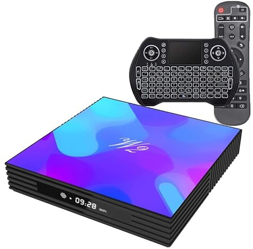 Android 11 TV Box S905W2 USB 2.0 3D 4K UHD 4GB RAM 64GB ROM 2.4G 5G Dual Band WiFi with BT 4.2 WiFi Media Player with Backlit Mini Keyboard Set Top TV Box