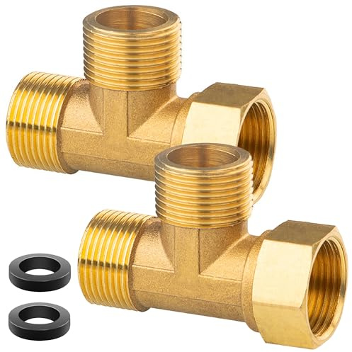 2 Stück Messing T-Stück Schwenkrohrverschraubung, T-Stück 3/4 Zoll, AGxAGxIG T-Stück Wasseranschluss DN20, 3-Wege-T-Verbindungsstück Kupplung für Trinkwasser Geeignet, Kälteanlage, Klimaanlage