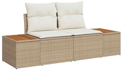 vidaXL Gartensofa Beige 184 x 62 x 85cm Poly-Rattan, Modularer Outdoor-Sofaset, robuster rechteckiger Stil, Leichter wetterfester Lounge für Garten, Terrasse, Terrasse