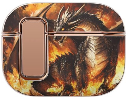 Fire And Dragon Trendy Bluetooth Earbuds Protector Printed Wireless Earbud Case Covers Compatible with Airpods Pro 2