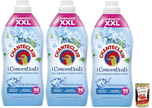 Italian Gourmet Bundle Weichspüler Konzentrat Sali Marini & Lotusblüte 3x 1800ml + Italian Gourmet Polpa Gratis – Duftperlen, 90 Waschladungen laut Verpackung, XXL Vorrat 5,4L