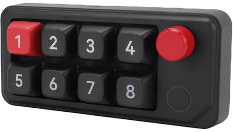 Plyisty Wired Makro -Tastatur, RGB 8 -Tasten Programmierbare Tastatur mit Rotary, Angepasste Einhande Numerische Support Knob Benutzerdefinierte Verknüpfungen Full Taste Hot (Black)