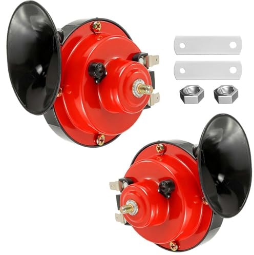 cddcwz 2 Stück 300DB Schnecke Air Horn, 12V Elektrisches Schneckenhorn | Super Laute Hupe,Wasserdicht Schneckenlufthorn Universell für Auto LKW Motorrad Boot, Rot