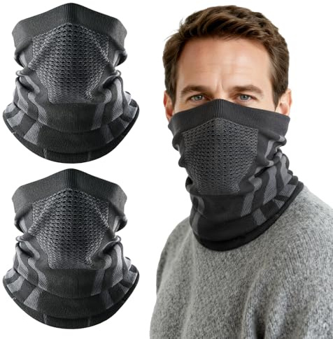 SEFIRST 2 Stück Schlauchschal Herren, Sturmhaube Motorrad Herren, Halstuch Halswärmer Skimaske Halsschlauc Neck Gaiter Gesichtsmaske Loop Schal für Winter Fahrrad Laufen Skifahren Snowboarden, Schwarz