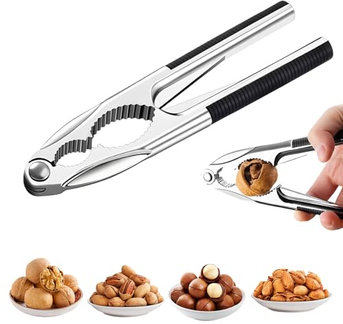 Generisch Nussknacker Walnüsse, Walnussknacker Edelstah mit Rutschfestem Griff, Hochwertiger Nussknacker Haselnüsse Und Haselnussknacker für Pecan Walnut Haselnüsse mit Schale Paranüsse (Schwarz)