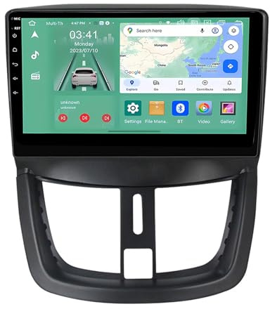 Autoradio 10 pour Peugeot 207/207CC (2006-2015) - 2 DIN, CarPlay, Android 14, écran Tactile, Bluetooth, caméra de recul AHD, Navigation GPS, Commandes au Volant