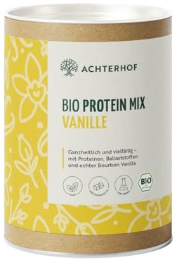 Bio Protein Mix Vanille 330g | Erbsen- und Reisprotein mit echter Bourbon Vanille und Ballaststoffen | 100% natürliche Bio-Proteinmischung | Achterhof