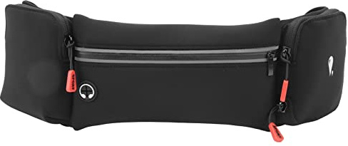 Running Waist Pack Hydration Belt with Water Bottle Holder Breathable Running Waist Bag with Headphone Port Adjustable Elastic Fit 60 to 110 cm Triple Pocket Phone Pouch for (Black)