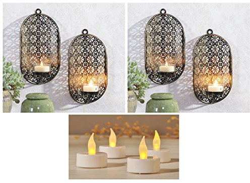 Markenlos Kerzenwandhalter Teelichter Wand Kerzenhalter Wandleuchter Wandkerzenhalter (2er Set)
