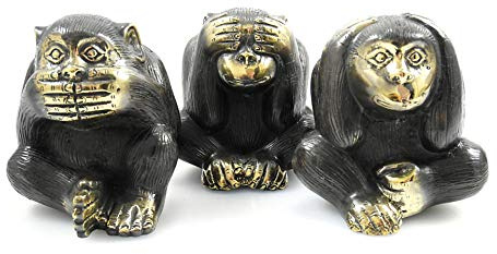 Artisanal Die 3 Affen der Weisheit, Deko-Statuen aus Messing, limitierte Serie
