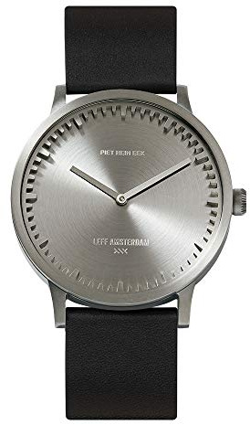 LEFF amsterdam - T40 - Armbanduhr - Gehäuse aus Edelstahl - Schwarzes Lederarmband - Ø 40mm - Quarzuhrwerk