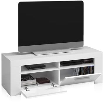 Habitdesign Mueble de Comedor Moderno, modulo TV Salon, Modelo Ambit, Acabado en Color Blanco Artik, Medidas: 120 cm (Ancho) x 40 cm (Alto) x 42 cm (Fondo)