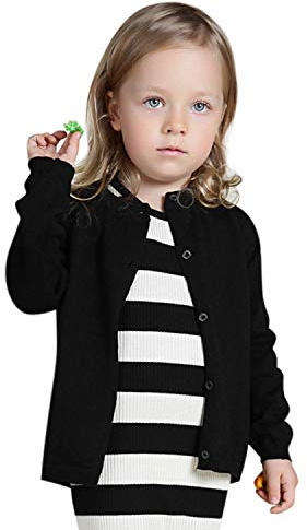 Kids Baby Knitted Solid Cardigan Uniform School-wear Button Down Sweaters Jumper Long Sleeve Tops