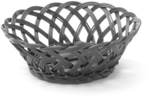 HENDI Körbe, mit gewebten Seitenteilen, Brotkörbe, Obstkorb, rund, 200x200x(H)65mm, Schwarz