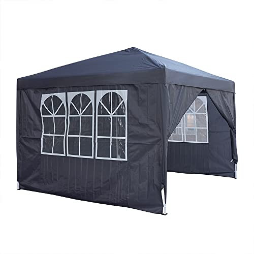 Panana 3 X 3m Pop Up Gazebo Waterproof Outdoor Garden Marquee Awning Party Tent Canopy and Carry Bag Grey
