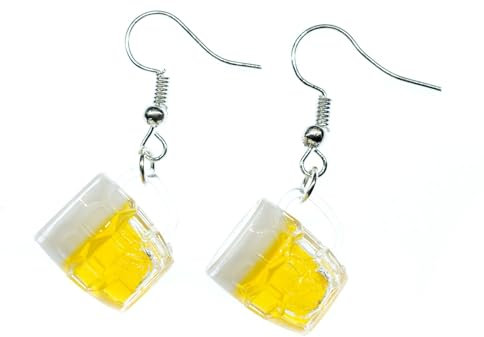 Miniblings Bierkrug Ohrringe - Handmade Modeschmuck I Bier Krug Glas Oktoberfest Bierglas Maß Wiesn rundlich - Ohrhänger Ohrschmuck versilbert