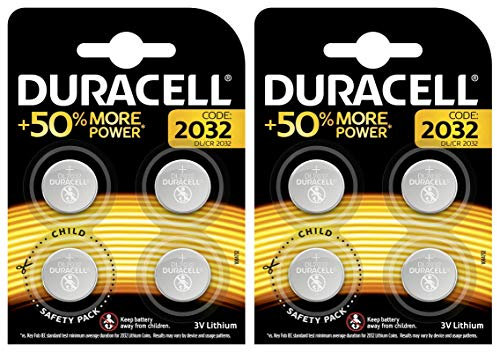 Duracell Piles Bouton au Lithium 2032 de 3 V, Lot de 4 x 2 Blister (Total 8 Piles)