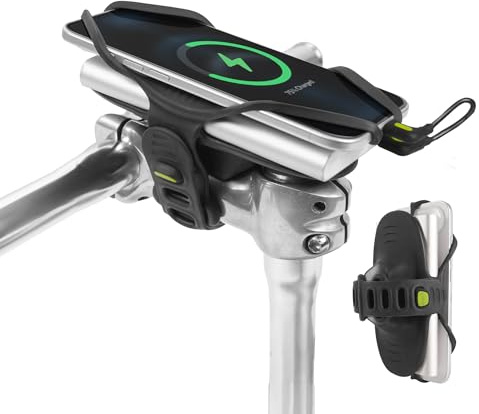 Bone Bike Tie 6 Pro Pack, Fahrrad Handyhalterung Vorbau, Silikon Smartphone Halter für MTB & Rennrad, iPhone 4,7–7,2, Vorbau Montage, Abnehmbar, Universal Handyhalter (für Powerbank)