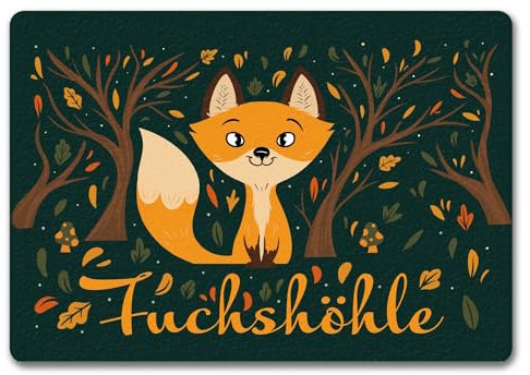 speecheese Fußmatte in 35x50 cm ohne Rand mit niedlichem Fuchs im Wald und Herbst Motiven - Fuchshöhle als Geschenk im Comic Design für Kinder oder Erwachsene die Ihr Zimmer lieben wie eine