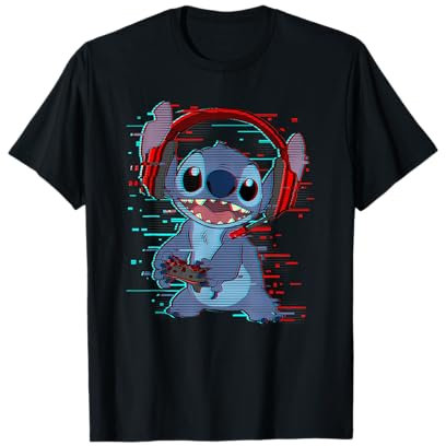 Disney Lilo & Stitch Gamer Glitch Headset and Controller T-Shirt
