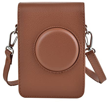 Rieibi Mini EVO Kameratasche, Vintage PU Leder Hülle Schutzhülle für Fujifilm Instax Mini EVO Sofortbildkamera mit abnehmbarem Schultergurt