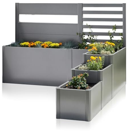 Pflanzen Kölle Delimitador de terraza Da Vinci con protección visual, gris cuarzo metálico