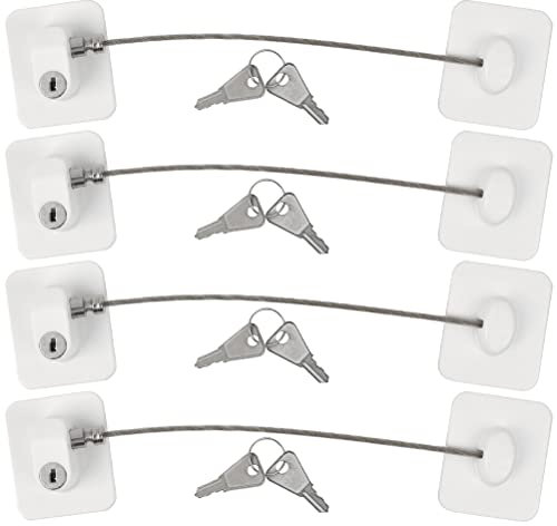 Kindersicherung für Fenster 4PCS Fenstersicherheitsschlösser Fenstersicherung Kindersicherung Selbstklebend Kühlschrank Schloss Fensterschlösser Kindersicherung Sicherung Kühlschrank Kindersicherung