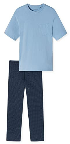 Schiesser Herren Schlafanzu lang Kurzarm Pyjamaset, hellblau, 56