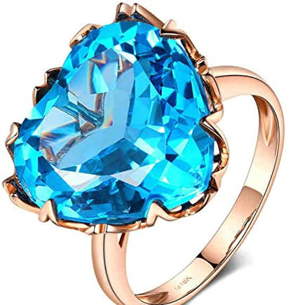18 Karat (750) Rotgold Eheringe Gold, Vintage Ringe Herz Blau Topas 14ct Ring Größe 53 (16.9)