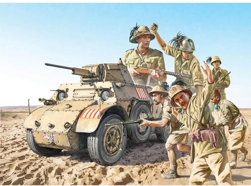 ITALERI 6591 1:35 AB 41 with Bersaglieri Italian Infantry - Model Building Kit, Standing Model Making, Crafts, Hobby, Gluing, Plastic Kit, Detailed, Unpainted