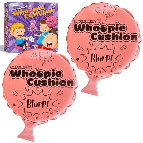 ArtCreativity Self Inflating Whoopie Cushion, 2 Pack, 7 Inch Whoopee Cushions Goodie Bag Stuffers, Classic Prank Toys for Boys and Girls, Party Favors and Gag Gifts for Kids, Whoopie Makes Gas Sounds