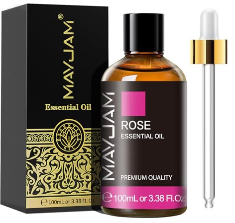MAYJAM Huile Essentielle de Rose 100ML de Haute Qualité pour Diffuseur, Humidificateur, DIY, Home, Wardrobes