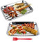 LncBoc Lot de 2 paniers de barbecue rectangulaires en acier inoxydable pour barbecue en plein air, 35 x 24 x 2,7 cm