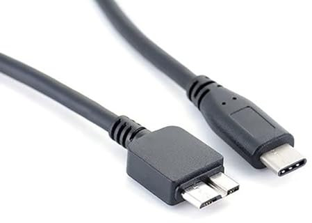 Mr. Gadget's Solutions® Cable de transferencia de datos USB 3.1 tipo C USB-C a USB 3.0 Micro B para sincronización de datos, 1 m