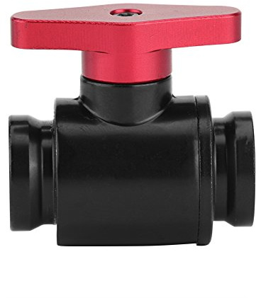 KIMISS 1 X Wasserkühlungsventil G1/4 Innengewinde Schwarzes Wasserkugelventil für Computer-Wasserkühlungssystem (schwarzer Griff) (roter Schalter)