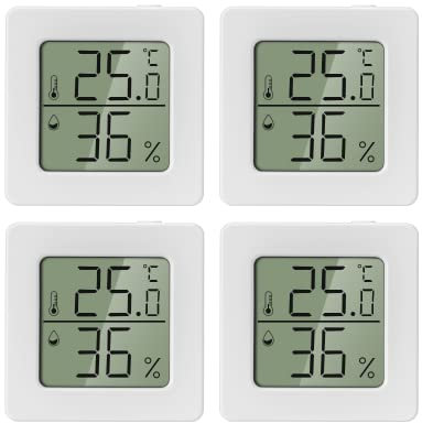 Carehabi 4 Stück luftfeuchtigkeitsmesser Thermometer Innen Mini LCD Digital Thermometer Hygrometer Gauge für Babyzimmer Seniorenzimmer Arbeitszimmer Weinkeller usw