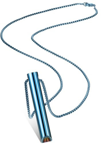 Fiada Halskette zur Linderung von Angstzuständen, achtsame Atmung, Edelstahl, tragbare tiefe Atemübungen, Halskette für Männer und Frauen, Meditation, Stressabbau, Entspannung (blau)