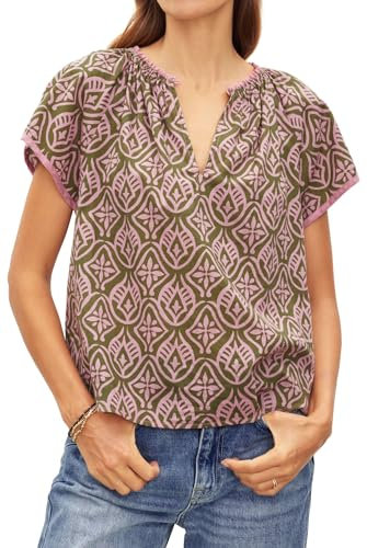Velvet by Graham & Spencer Damen Ida Kurzarm Bluse, Rose, Mittel