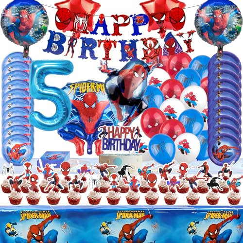 92 Stück Geburtstagsdeko Jungen 5 Jahre, Geburtstag Partygeschirr Set Kinder, Anime Party Dekoration, Party Tableware