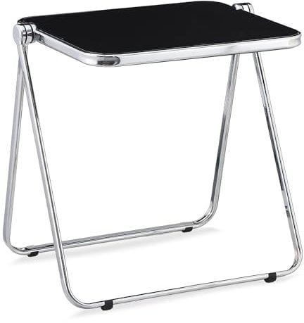 KAIHAOWIN Folding TV Tray Table Clear Acrylic Foldable Desk No Assembly Required Tiny Home Office Side Table Small Computer Desk for Small Spaces - Black