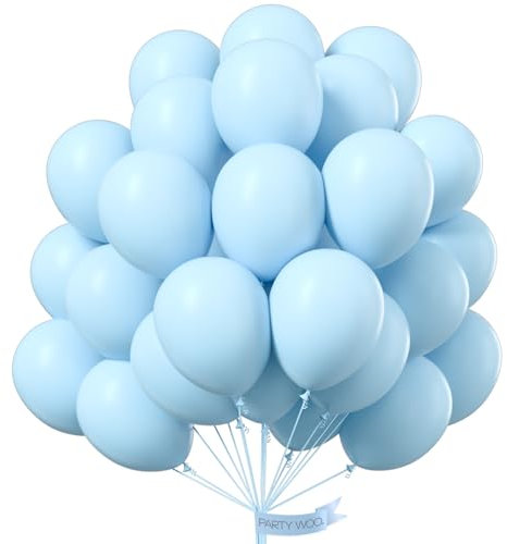 PartyWoo Luftballons Blau Pastell, 50 Stück 12 Zoll Ballons Blau, Blaue Luftballons für Ballongirlande oder Ballonbogen als Partydeko, Geburtstagsdeko, Hochzeitsdeko, Babypartydekoration, Blau-Q13