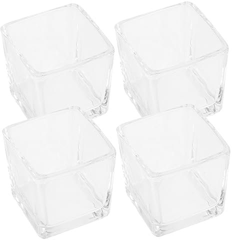 TOPPERFUN Elegante Portavelas de Cristal con Forma de Té 4 Piezas para Necesidades Decorativas