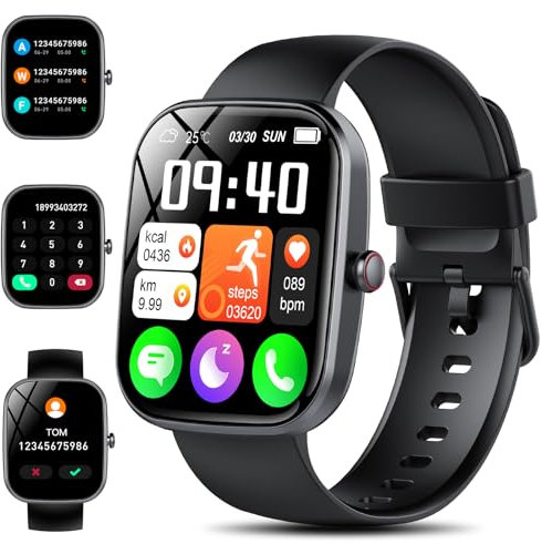 WeurGhy Smartwatch Herren Damen, mit Telefonfunktion/Message Reminder, 1,91HD Touchscreen Smart Watch mit Puls-Schlaf-Monitor Schrittzähler, 113+Sportmodi, IP68 Wasserdicht Fitnessuhr für Android iOS