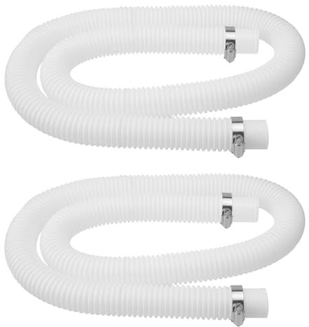 TNSLAND 2 Pcs Manguera Piscina Filtro Piscina Accesorios Piscina Manguera Limpiafondos Piscina Tubo Piscina 32mm 150 cm, Color Blanco con 4 Abrazaderas de Metal Para Piscinas Elevadas