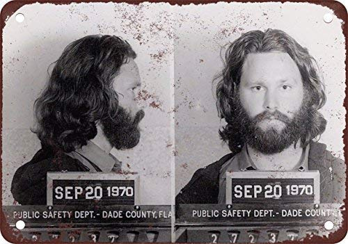 Biopracess 1969 Jim Morrison Mug Shot for Exposure Vintage Look Reproduction Metal Tin Sign 8x12 Inches