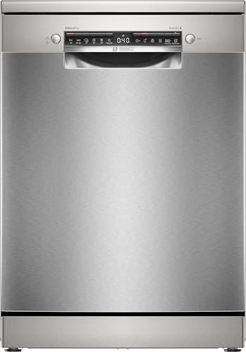 Bosch SMS4EVI08E, Smarter Geschirrspüler Freistehend 60 cm, Serie 4, Besteckschublade, Rackmatic, automatische Türöffnung, Intensive Reinigung, Anti-Fingerprint, Programmassistent, Edelstahl, AquaStop