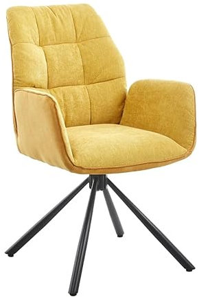KomfortMeister 2er Set mit Stoffbezug Erhältlich als 2er Set oder 2 Stücke Moderne Esszimmerstühle – Drehbar und in stilvollem Design für höchsten Komfort Gelb