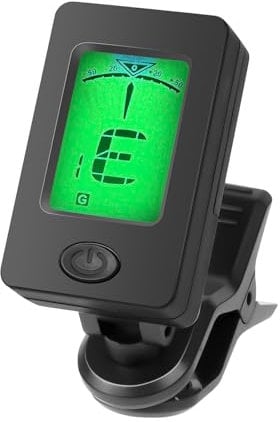 Aomig Guitar Tuner Clip On, Digital Electronic Tuner, Metronome Tuner for Acoustic Classical Guitar Bass Violin Ukulele and Other Stringed Instruments, Rotatable Accurate Musical Tuning Accessory