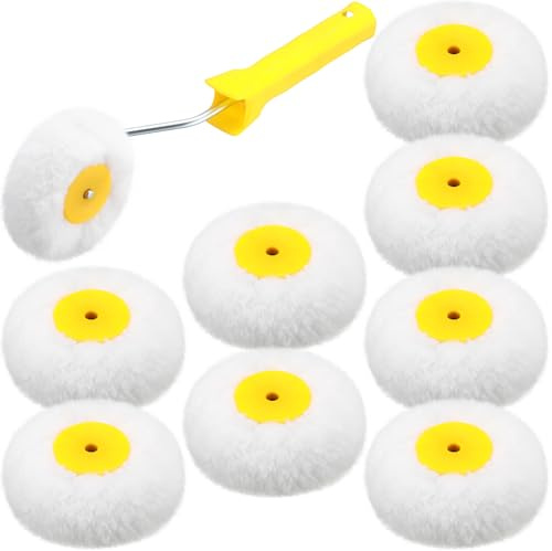 Leumoi 10 Pieces Corner Paint Roller Kit Including 9 Pcs Drywall Corner Tool 3 Inch Paint Roller, 12 Inch Handle for Drywall Mud Application(White)